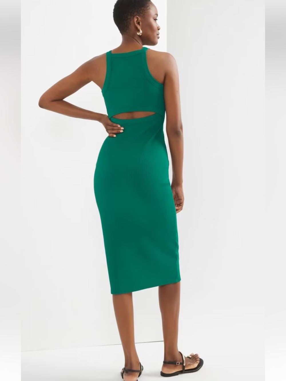 WHBM® FORME Rib Cutout Midi Dress, size XXS, NWT